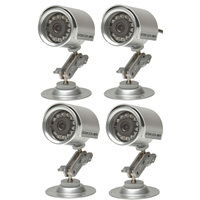 Q-see QOCDC4 4 Pack Outdoor Cameras with Night Vision - Silver - Color, Black & White - CCD - Cable