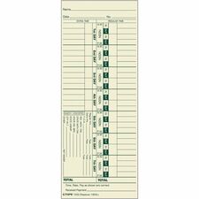 Tops Manila Stock Weekly Time Cards