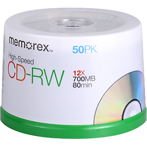 Memorex 03433 CD Rewritable Media - CD-RW - 12x - 700 MB - 50 Pack Spindle