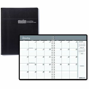 House of Doolittle 2680-02 Planner - Personal - Julian Dates - Monthly - 24  Month - January 2024 - December 2025 - 1 Month Double Page Layout - 6  55/64 x 8 3/4 Blue Sheet - Wire Bound - Leather - Black CoverTime Zone,  Recyclable, Conversion Table