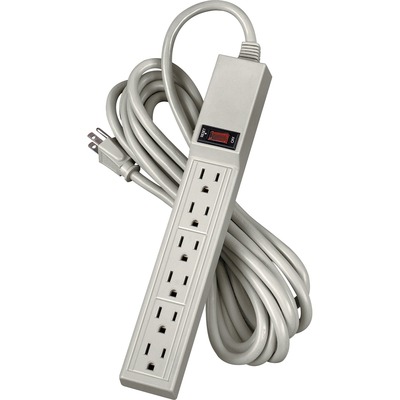 6 Outlet Power Strip 15' Long Cord Platinum