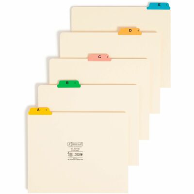 A thru Z Index File 1/5 Tab Cut Vinyl Multi Color TabsMLA