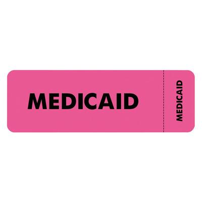 ""Medicaid"" Insurance Labels 3""x1"" Pink