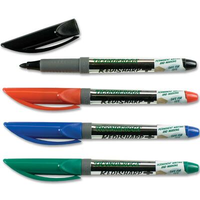 Redisharp Marker Permanent Fine Point 4 per Pack BK/BE/RD/GN