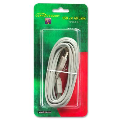 A-B USB Cable Plug and Play Gold Plated Contacts 16'Gray