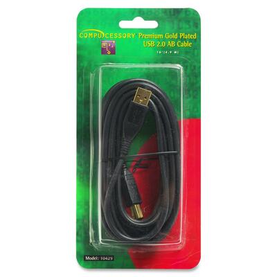 A-B USB Cable2.0Gold PlatedPVC Cable Jacket16'Black