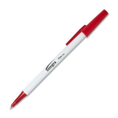 Ballpoint Pen Fine Point White Barrel/Red Ink<br>