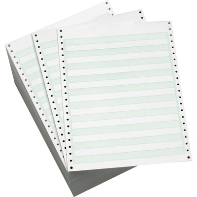 1/2" Green Bar Paper Perforated 1 Part 15 lb. 9-1/2"x11"