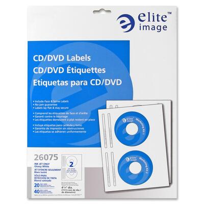 CD/DVD Labels Permanent Adhesive 20 per Pack Gloss White