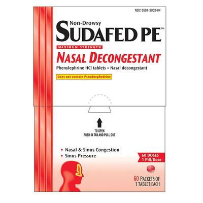 Sudafed PE Non Drowsy Contains no Pseudoephedrine 60/BX