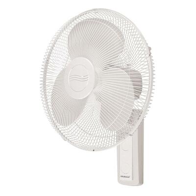 Wall Mounting Fan,16" Oscillating,3-Speed,17"x7"x17",Ivory