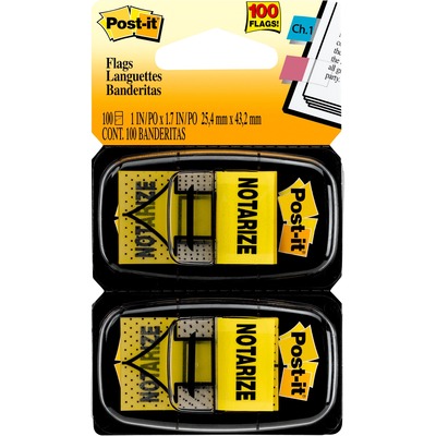 ""Notarize"" Message Flag 1""x1-3/4"" 100 per Pack Yellow