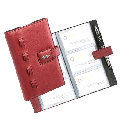 Business Card BookStrap Clsr.72 Capacity4-1/2"x7-1/2"Red