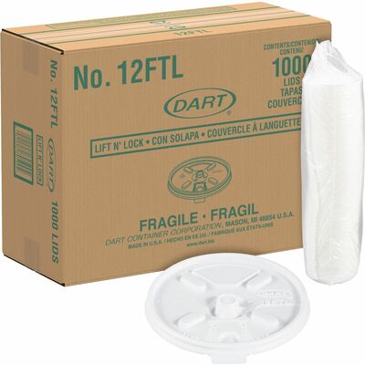 Lidsfor Foam CupsFold Tab 12 oz.1000 CountWhite