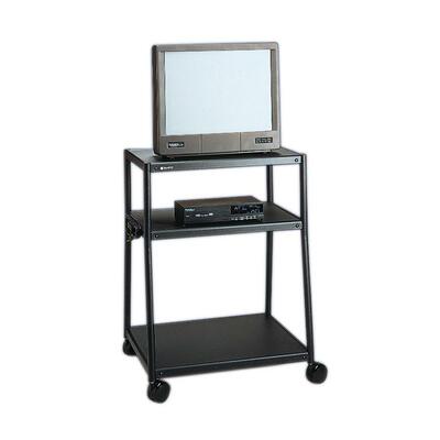 AV Wide Body Cart,Fixed Height,3-Shelves,32"x28"x44",Black