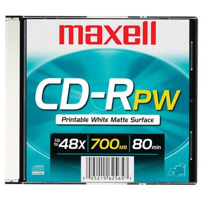CD-R48X700MB/80 MinuteSlim Jewel CasePrintableWhite