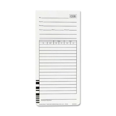 Time Card, Fits ES1000 Totalizing Payroll Recorder, 100 per Pack