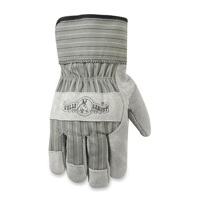 Work Glove With Cowhide LeatherFull FingerPearl Gray