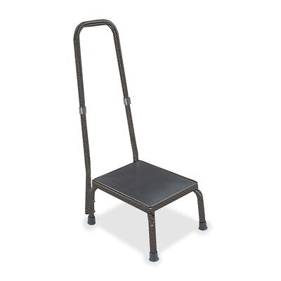 Stool w/Safety Handrail14"x11"x34" Step34"Hand RailChrome