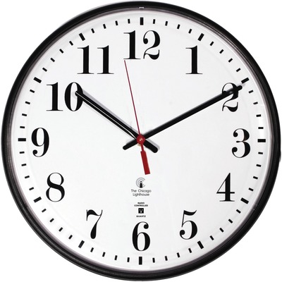 Radio Controlled Wall Clock 12-3/4" Black Frame/Numerals