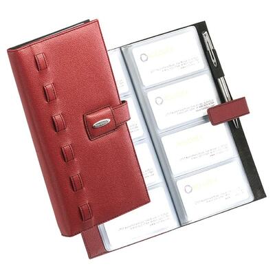 Business Card BookStrap Clsr.96 Capacity4-1/2"x9-5/8"Red