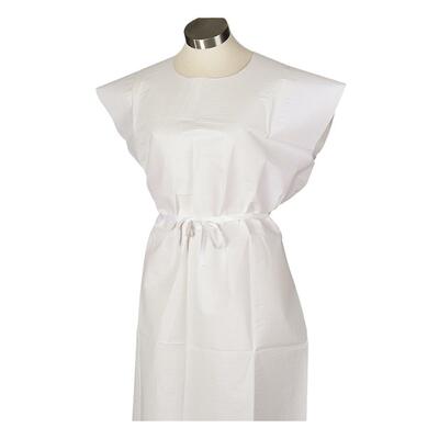 Exam Gown Front/Back Opening 2-Ply 30"x42" 50/CT White