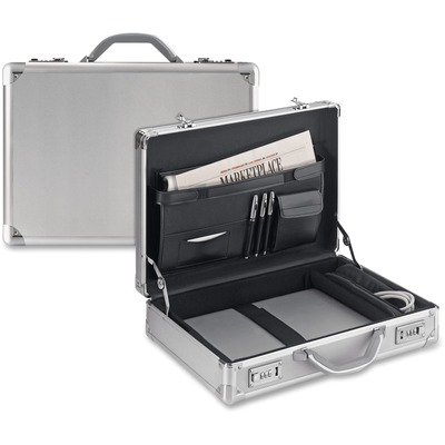 Computer Attache, Aluminum, 18"x5"x13-1/4", Silver