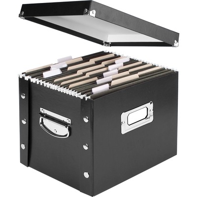 Collapsible File Boxw/ Chrome Handlesf/Letter FoldersBK