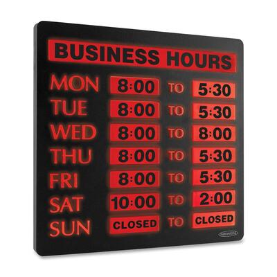 Lighted Business Hour Sign 13"x13-1/4"x1-1/4" Black