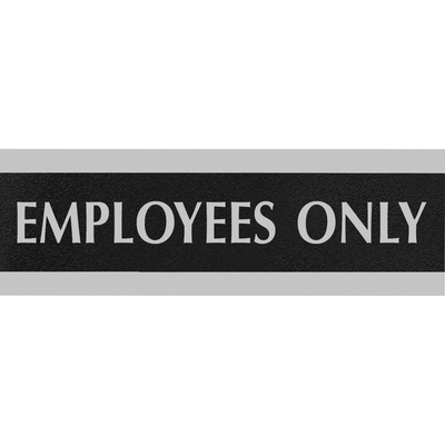 Employees Only Sign 3"x9" Silver on Black