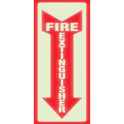 Glow in the Dark "Fire Extinguisher" Sign 12"x8" White/Red