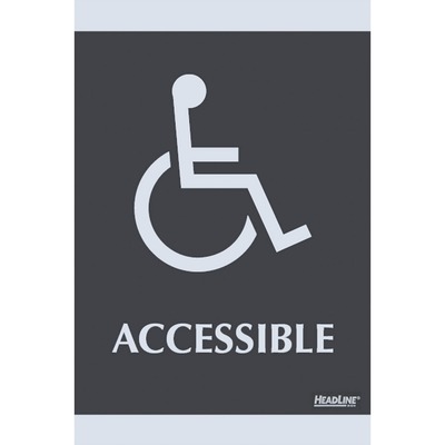ADA Signs"Accessible" Adhesive 6"x9" Silver/Black