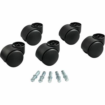 Dual Casters 2-3/16" Dia B/K Stems Soft Wheel Black