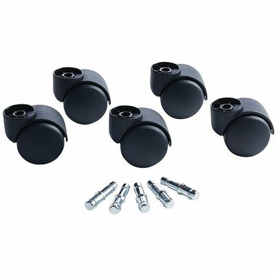 Dual Casters 2-3/16" Dia B/K Stems Hard Wheel Black
