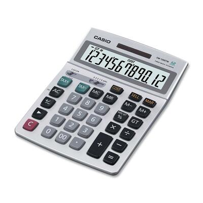 12-Dgt Desktop Calc.Solar w/Batt. Back up6"x8"x1-1/2"SR<br>SILVER<br>Sold by theEA<br>5 EA/CT