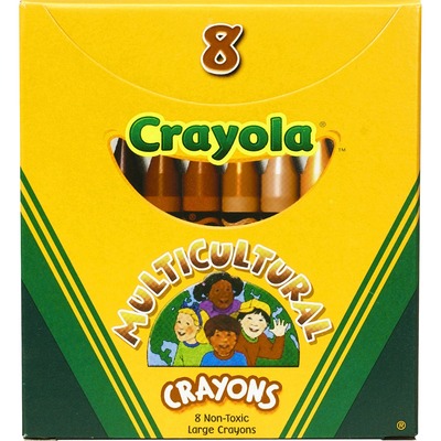 Multicultural Crayons, Large, Nontoxic, 8/BX, Assorted