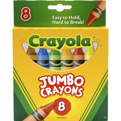 Jumbo Crayons, Nontoxic, 8/BX, Assorted