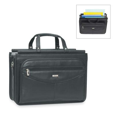 Expansion Portfolio,w/3 Compartments,17"x7"x11-1/2",Black