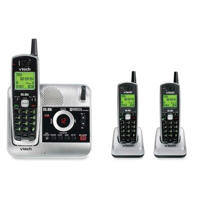Cordless Handset System,w/Answering Device/CID,5.8GHz,BK/SR