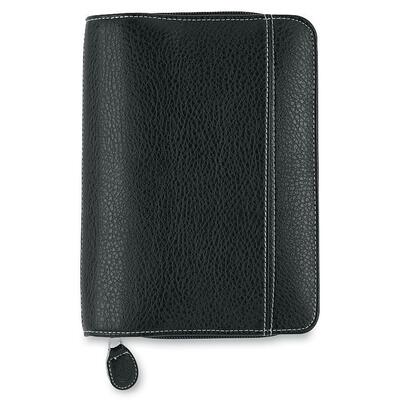 Management Binder,6-Ring,Compact,4-1/4"x6-3/4",Black/Leather