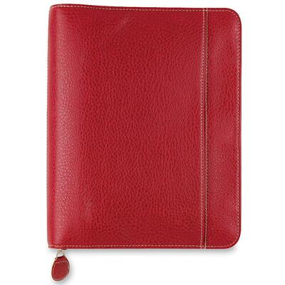 Management Binder,7-Ring,Classic,5-1/2"x8-1/2",Red/Leather