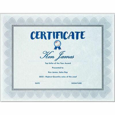 Certificates,8-1/2"x11",24 lb,100 per Pack,Regent BE/SR w/ Seals