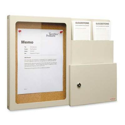 Suggestion Box,w/Message Board,20-3/4"x2-7/8"x15-1/2",Putty