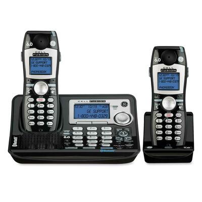Cordless Phone,w/Answering System,CID/CW,2 Handsets,Black