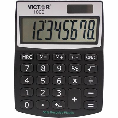 8-Digit Mini-Desk Calc.,Dual Power,3-1/4"x4-1/4"x1-1/4",BK