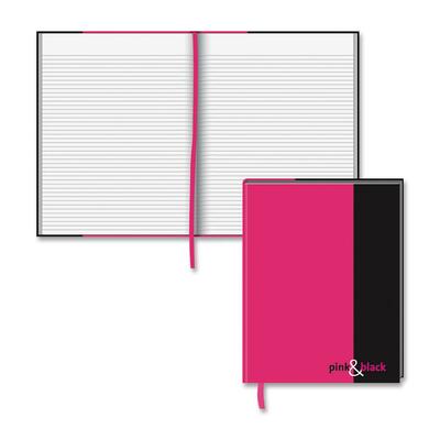 Casebound Notebook,Ruled,96 Sheets,8-1/2"x11-3/4",Pink/Black