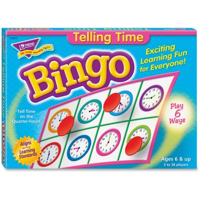 Bingo Telling Time Game, 3-36 Players, 36 Cards/Mats