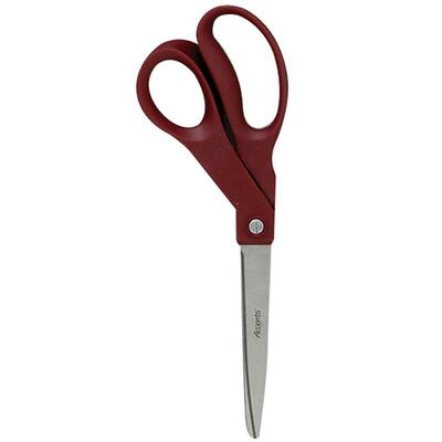 Office Accents Scissors, 8" Full Length, Burgundy Handles