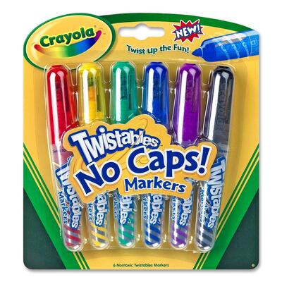 Twistable Markers, Nontoxic, 6 per Pack, Assorted