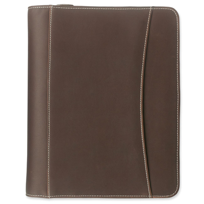 Mgmnt Binder,w/ Zipper,7-Ring,Classic,5-1/2"x8-1/2",Brown